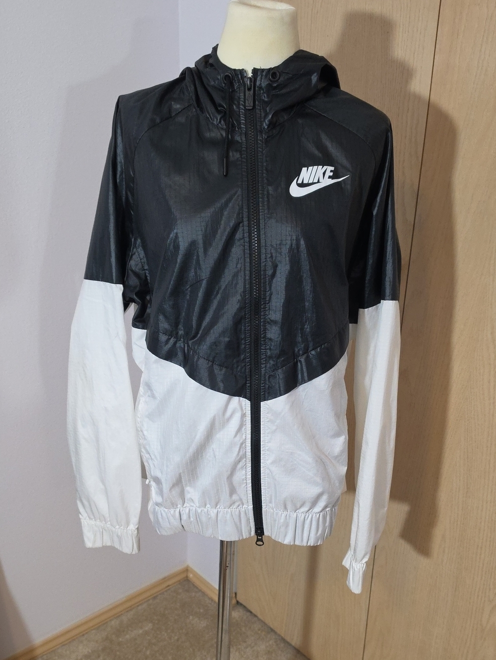 Nike Black and White Hooded Utility Jacket
